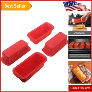 Versatile Red Silicone Mini Loaf Pans - 4 Pack for Oven, Microwave, and Freezer - Picture 1 of 9