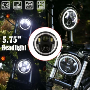 Black 5-3/4" 5.75 Inch LED Headlight for Harley Sportster XL 883 1200 Dyna - Picture 1 of 12
