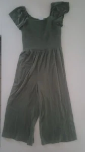 Nordstrom olive green cap sleeve romper jumper girls L Large 10 12 beach boho - Picture 1 of 2