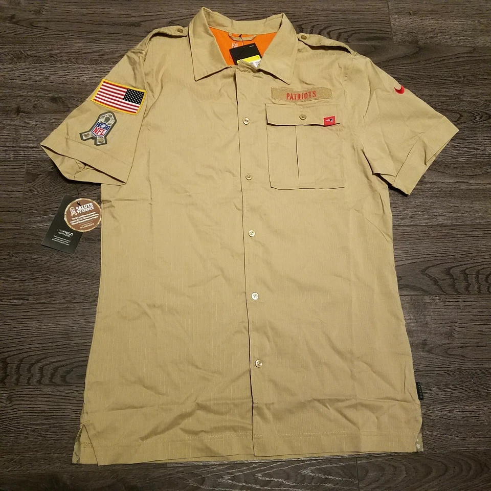 Nike Dry On-Field Men's NFL New England | Official Team Logo Salute Troops Sz S