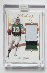 Joe Namath Panini Flawless Gold  3 Color Patch #P-JN 11/25 New York Jets HOF