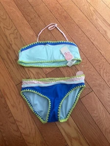 NWT$42 Girls' YOUTH 2pc SWIMSUIT Aztec Bliss HALTER & HIPSTER Briefs 14 NEW - Picture 1 of 6