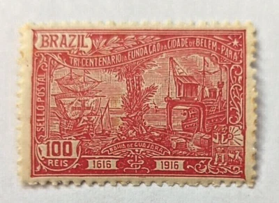 1916 Бразилия новый почтовая марка три столетия 1616 - 1916 бразильский 100 REIS - Изображение 1 из 4