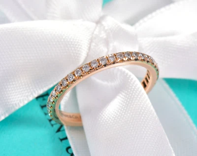 Size 5.5 Tiffany & Co Soleste Diamond Full Eternity Rose Gold Band Ring in Box - Image 1 of 4