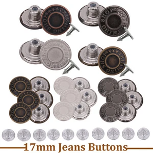 14-25mm Jeans Buttons Hammer on Denim Replacement for Jacket Trousers Coats - Picture 1 of 36