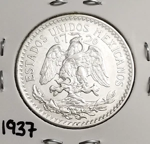 Mexico 50 Cents 1937 .720 Coin Silver, 50 Centavos moneda de Plata .720. - Picture 1 of 4