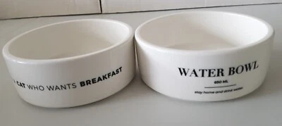 2x Keramik Futternapf Fressnapf Napf für Katze Weiß + Zubehör - Bild 1 von 4