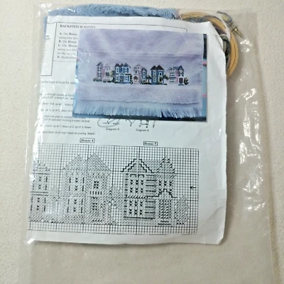 Victorian house towel design Debbie Patrick cross stitch kit Made in USA New - Image 1 of 2