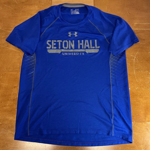 Seton Hall Pirates Shirt Mens Medium Blue Under Armour Short Sleeve Cover