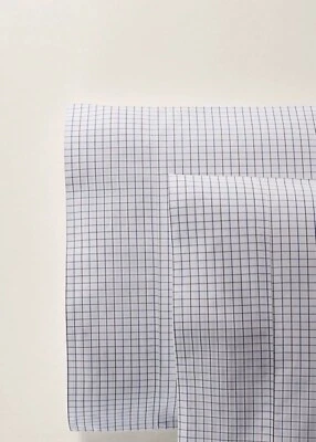 Ralph Lauren Tattersall  Organic Pillowcases $185 Navy Blue White Check Standard - Image 1 of 4