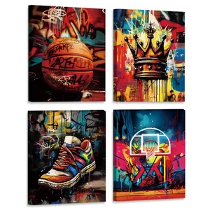 Basketball Graffiti Wall Art Canvas Prints Framed Art Posters Bedroom Sports ... - Picture 1 of 7