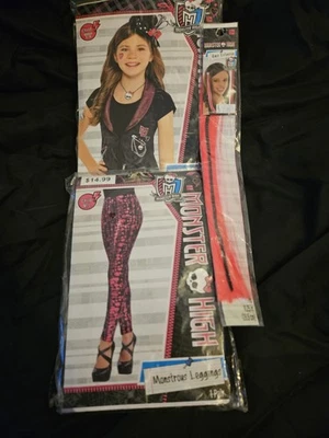 NUEVO Disfraz Monster High Halloween Terror Lindo Chaleco Infantil con Leggings y Pelo Ex Foto 1 de 4