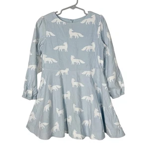 Abito Jacadi Paris stampa volpe bambina taglia 6 blu bianco manica lunga cotone - Foto 1 di 4