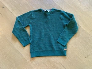 H&M Sweater Boys Size 6-7 Pullover Crew Neck Green Waffle Knit Cotton - Picture 1 of 4