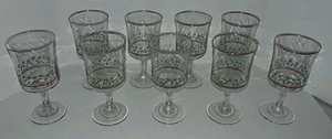 Juego de 9 copas de vino Arbys Christmas Holly Berry borde dorado 1985 vintage - Imagen 1 de 11
