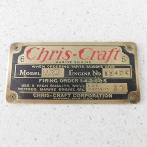 VINTAGE 1940er MESSING CHRIS CRAFT MARINE MOTOR PLAKETTE / MOTOR Nr. 83434 - Bild 1 von 7