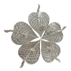925 Sterling Silver Hallmarked Betel Leaf & Nut (Pack of 5 Paan & 5 Supari) Set - Picture 1 of 11