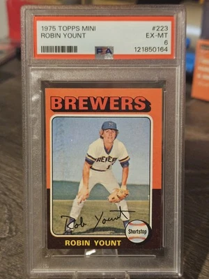 1975 年 Topps #223 迷你 Robin Yount 新秀 RC Brewers PSA 6 — 第 1/4 张图片