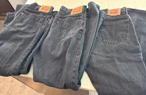3x Jeans Levis Uomo 36x34 Nero 517 Bootcut Denim Lavaggio Scuro Lavoro Casual Leggi - Foto 1 di 15