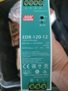 Mean Well EDR-120-12 Single Output DIN Rail Power Supply 12Volts 10Amps 120Watt - Picture 1 of 3