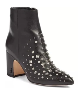 Stivaletto donna Sam Edelman con borchie e mezza pelle nero taglia 8,5 nuovo senza scatola - Foto 1 di 13