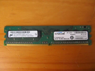 Crucial CT12864AA667 (1GB DDR2 PC2-5300U 667MHz DIMM 240-pin) RAM Memory Module - Image 1 of 2