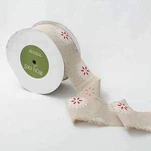 "Cinta envolvente artesanal de algodón lino copo de nieve rústico de colección de 2,5" - Imagen 1 de 3