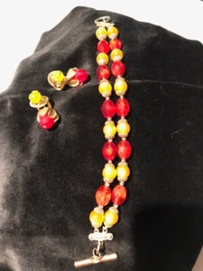 VINTAGE SIGNED BOBLEY CLIP ON EARRINGS AND BRACELET BEAUTIFUL!!!! - Picture 1 of 6
