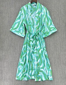 Diane Von Furstenberg Target Robe Womens Size XS Green Long Satin Disco Zebra - Picture 1 of 9