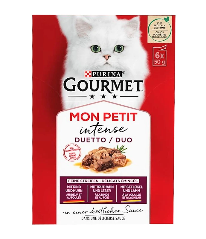 PURINA GOURMET 48 x 50g Gourmet Mon Petit Duetto (€ 13,44/kg) Fleischauswahl in Soße für Katzen