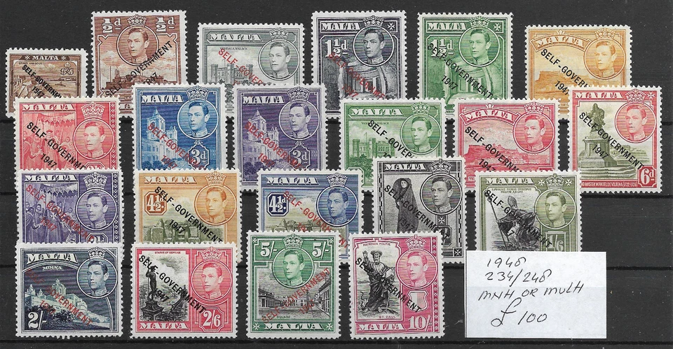 BRITISH MALTA @ 1948 SG.234/248 DEFINITIVOS MVLH BUEN PRECIO @ Mal.34 Foto 1 de 1