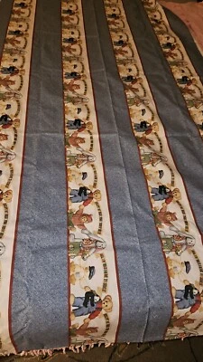 Vtg Daisy Kingdom Blue Jeans Teddy Striped Cotton Fabric 6.5 Yards X 44" Wide - Image 1 of 4