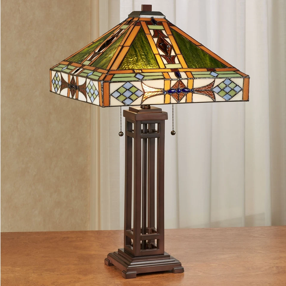 Javier Stained Glass Table Lamp - Bronze - Handcrafted – 27”H - Image 1 of 1