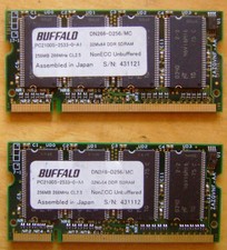 512 MB RAM 2X Buffalo 256MB PC2100 DDR-266MHz 200-Pin