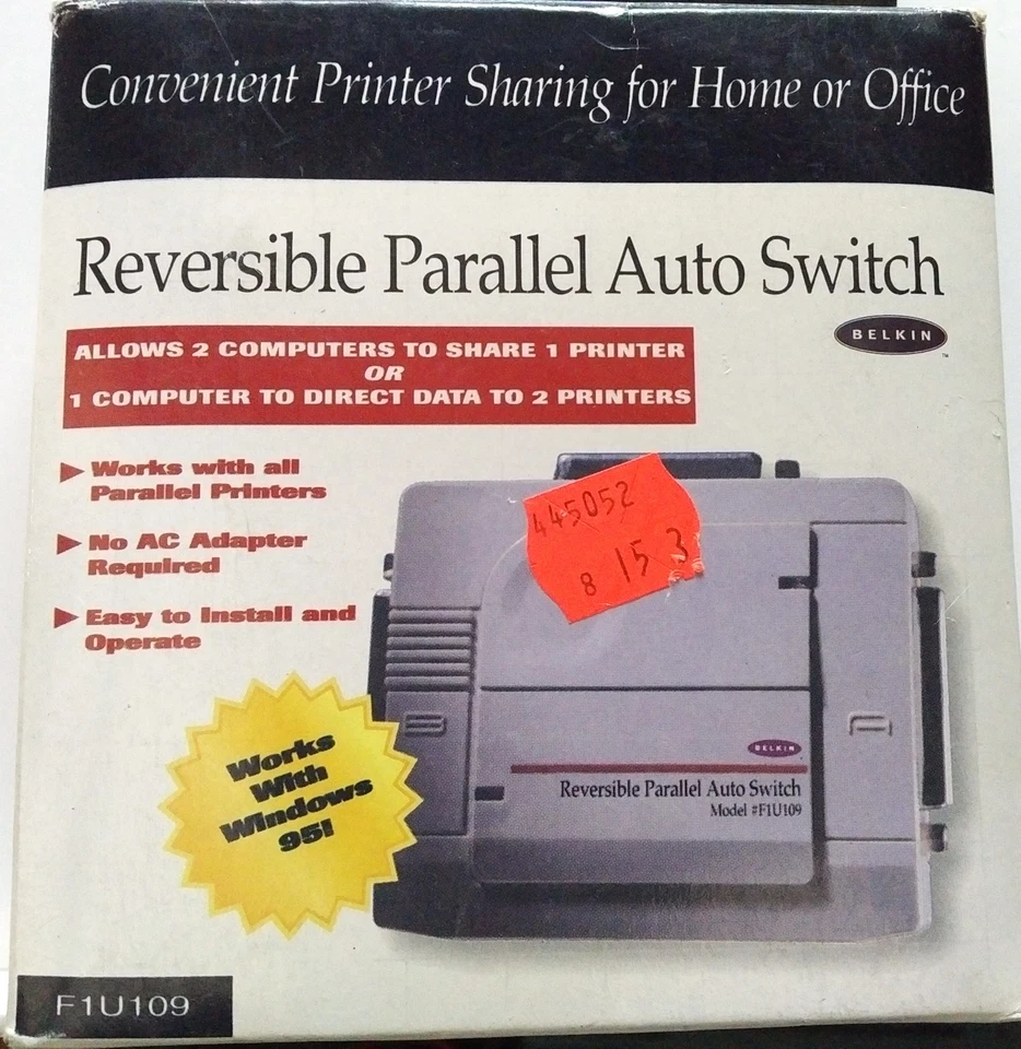 Belkin Reversible Parallel Auto Switch Model F1U109 (1996) Brand New Boxed  - Image 1 of 3