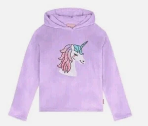 BCBG NWT Girls Plush Hoodie Lilac Sequin Unicorn Size Large 14/16 - Picture 1 of 11