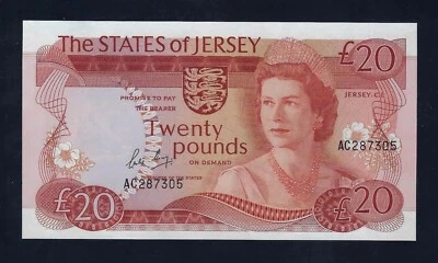 Jersey 20 Pounds 1976 1988 P-14 AU-UNC UK Great Britain ENGLAND - Image 1 of 2
