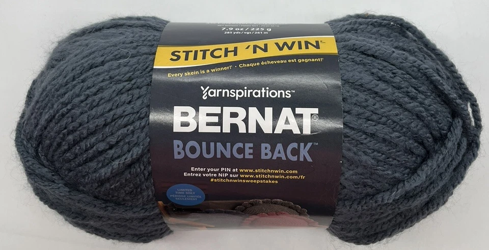 Bernat Bounce Back Yarn "Frosted Blue" 1 Skein #1396