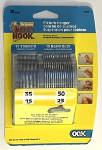 The Amazing MONKEY HOOK Picture Hanger Drywall (30pk) New Sealed 591818 35/50 lb - Picture 1 of 2