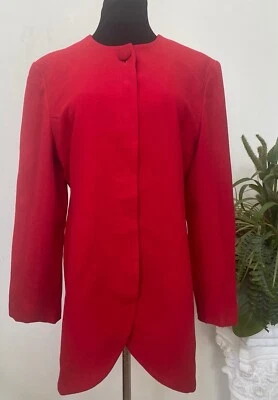 Chaqueta Blazer Larga Christian Dior Para Mujer Roja 100% Lana Pura Talla 14 Usada en Excelente Condición, $1,250 Foto 1 de 4