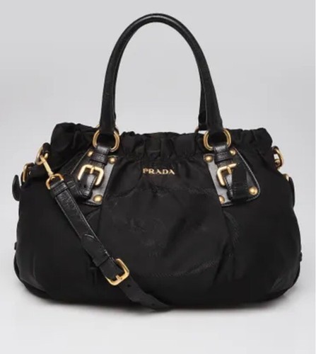 Autentica borsa tote PRADA Tessuto nylon nera