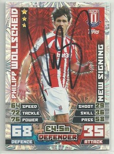 Philipp Wollscheid - STOKE CITY - Signed 2014-15 Match Attax Card [Red/Blue]