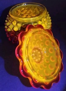 Fenton Glass Amberina Hobnail Candy Dish *Cadmium Glow In Black Light! 5.5" Tall - Picture 1 of 19
