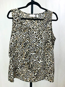 Chicos Damen Top Größe 2 Large/12 Leopardenmuster Gepardenmuster drapiert ärmellos Tank - Bild 1 von 7