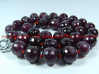 Long 18 Inches 6/8/10mm Faceted Garnet Red Gemstone Round Beads Necklace Aaa