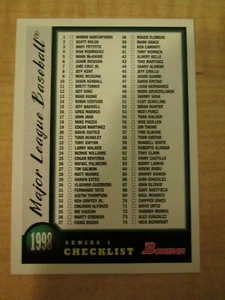 1998 Bowman Series 1 Baseball Checklist #1 of 2 (#1-146) - Picture 1 of 2