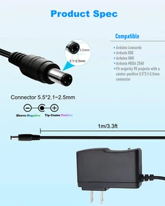 9 V 1 A (5,5 mm x 2,1 ~ 2,5 mm) adattatore alimentatore caricabatterie trasformatore CA (express - Foto 1 di 6