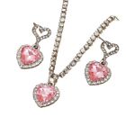 Heart Pendant Necklace & Earrings Set Jewelry Sweet Cool Collar Necklace Earring