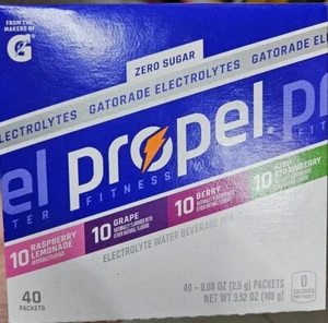 Propel Gatorade Electrolyte Water Beverage Drink Mix, Zero Sugar, 40 Packets - Picture 1 of 4