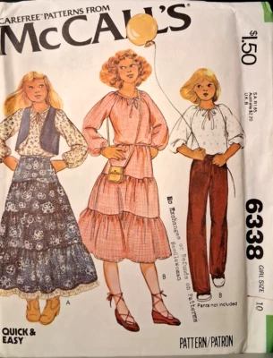 McCall's Carefree Petterns 6338 Skirt Blouse Vest For Girls Size 10 New Uncut - Image 1 of 2